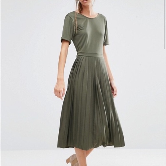 asos olive green dress